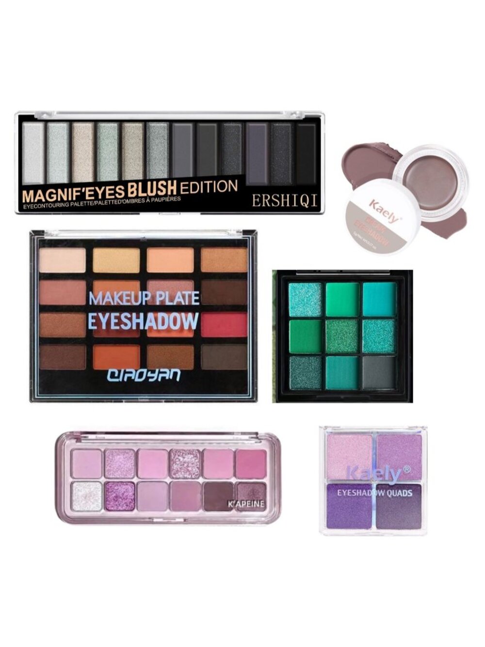 6 Pc Eyeshadow Set Palette Cream Matte Shimmer Neutral Pink Purple Emerald